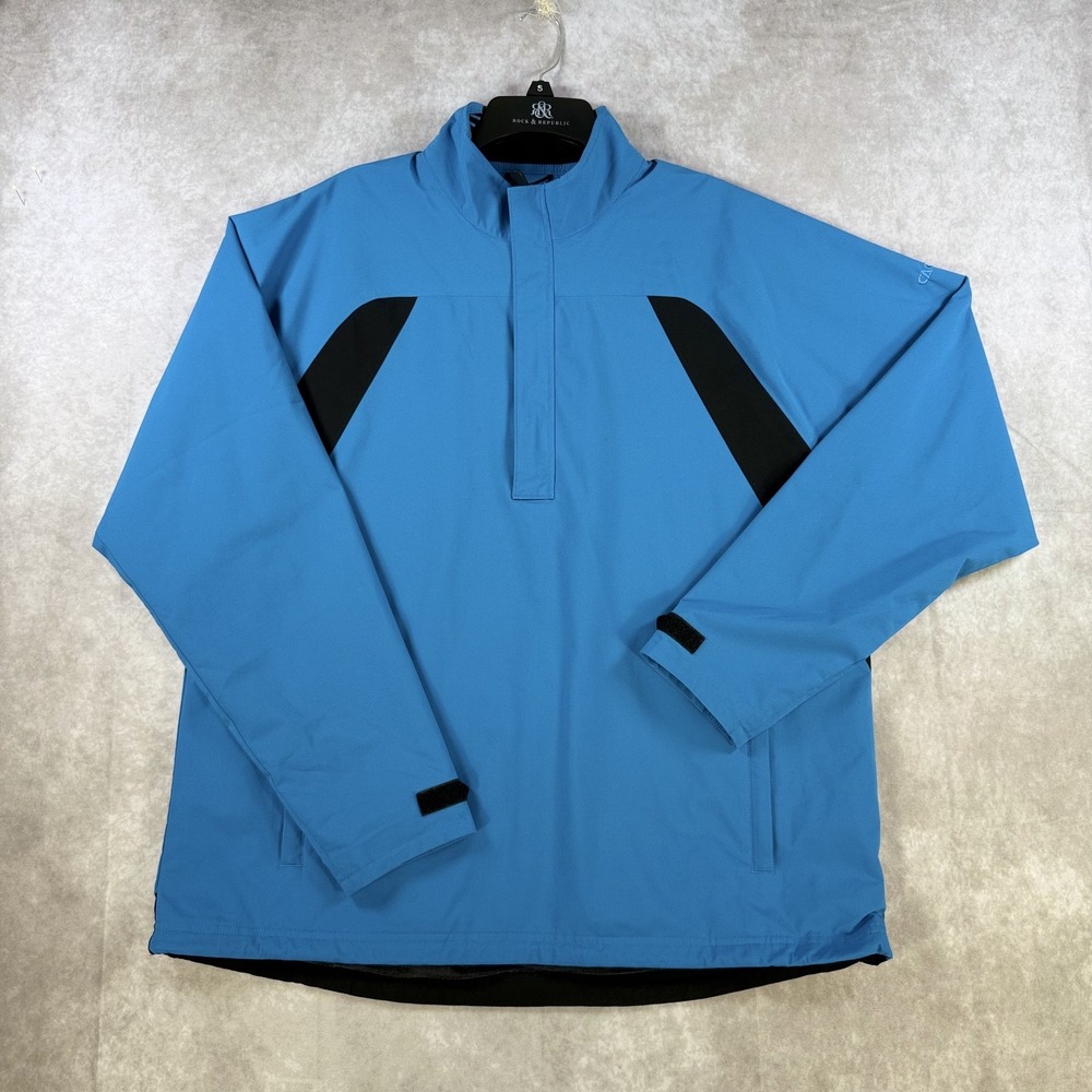 Cutter & Buck Men Large WeatherTec 1/4 Zip Golf Pullover Jacket‎ Blue Black NWOT